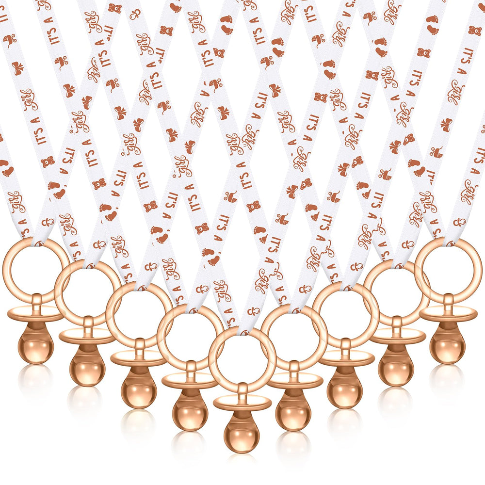 Geiserailie brown-white pacifier necklace pack close-up for decorative party favors.
