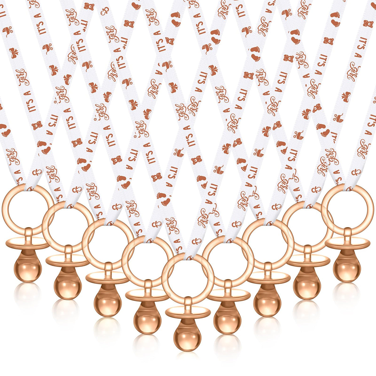 Geiserailie brown-white pacifier necklace pack close-up for decorative party favors.