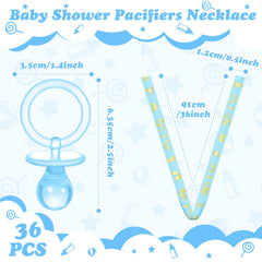 Geiserailie pacifier necklace ribbon detail showing 36-inch length for easy wear.