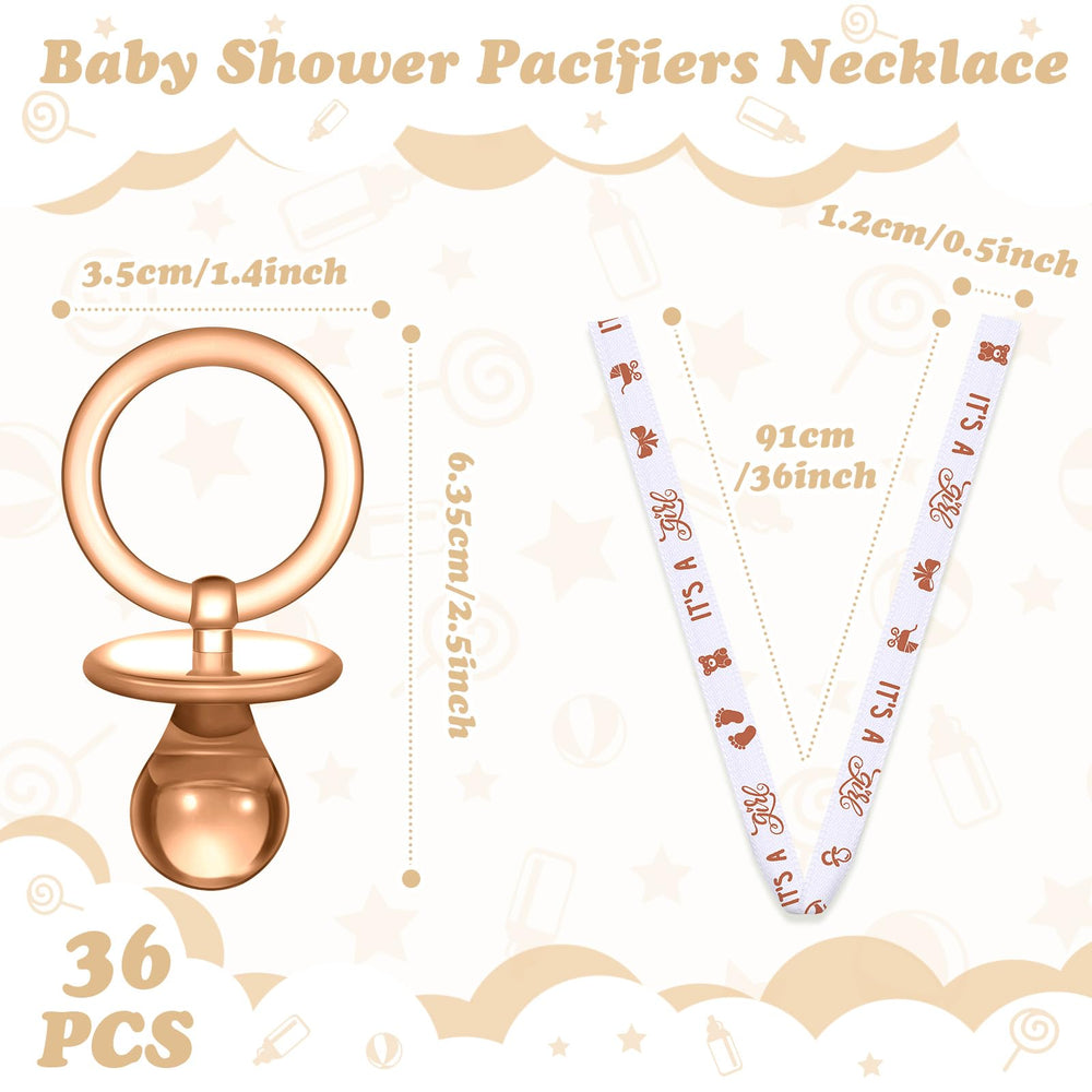 Geiserailie pacifier necklace ribbon detail showing 36-inch length for easy wear.