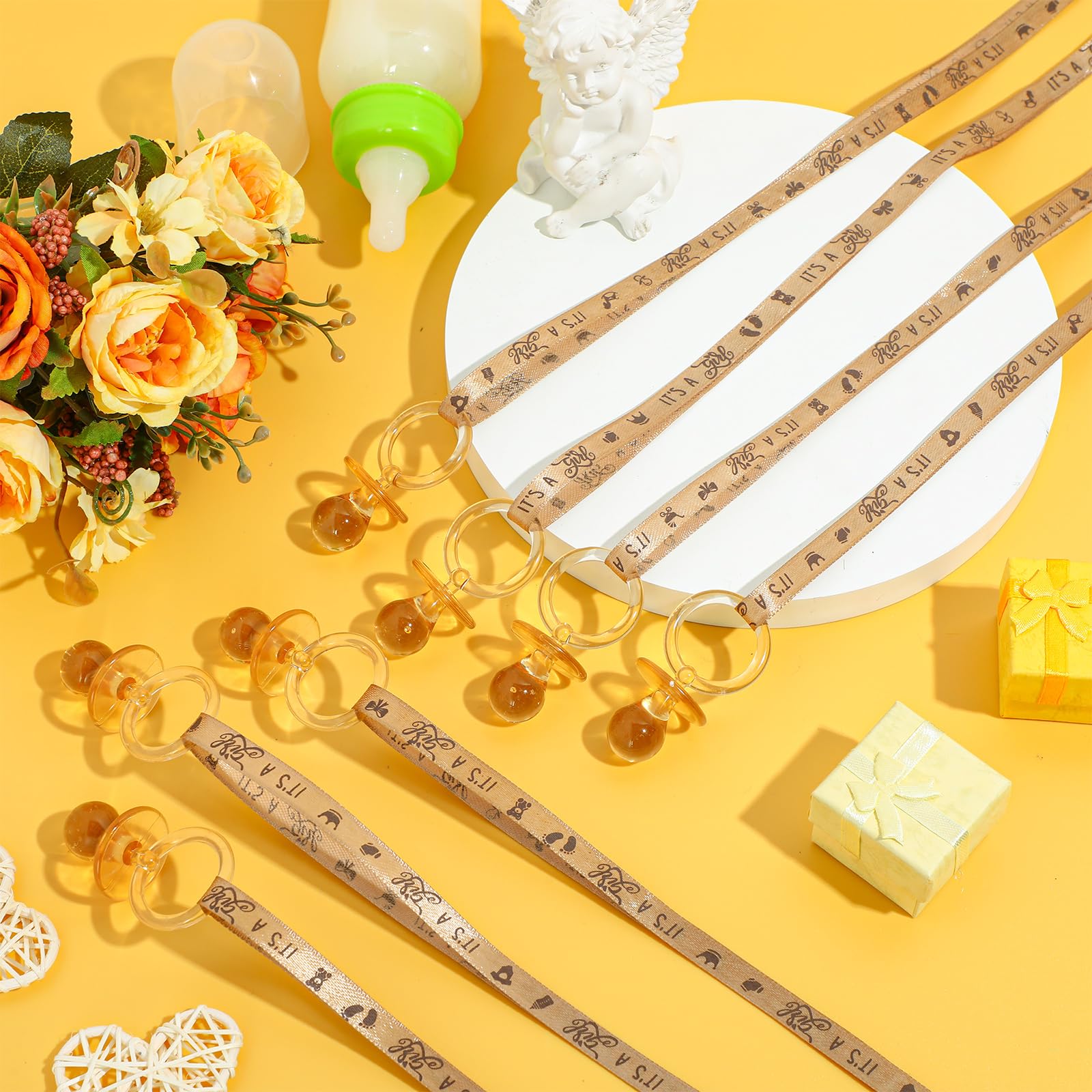 Geiserailie pacifier necklace ribbon length showcase for easy wear.