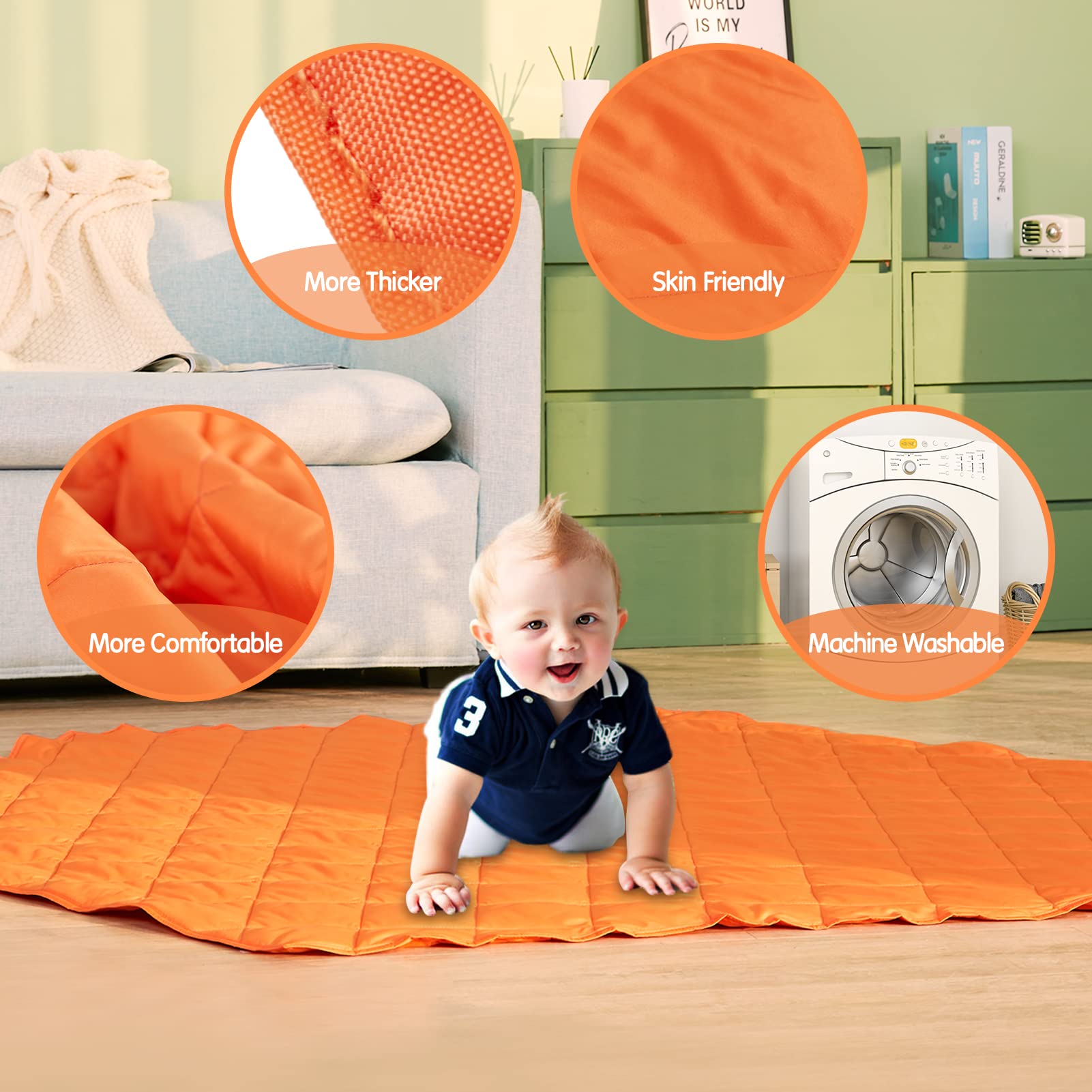 GEIYATOI hexagon play mat cover fit shows precise alignment with 64-inch playpen.