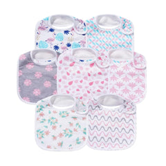 Gelisite 7-pack baby cotton absorbent bibs, closeup of soft fabric for drool absorption