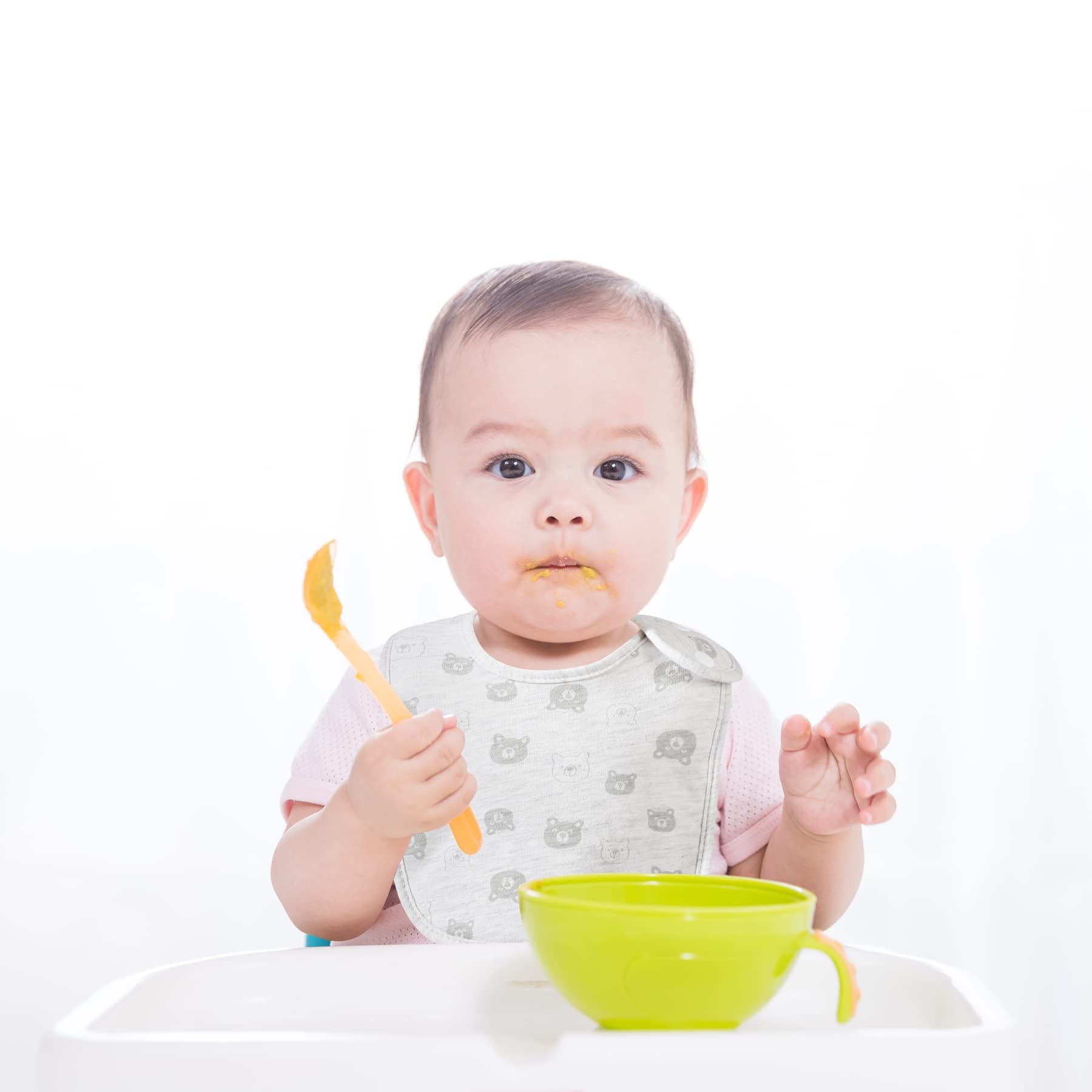 Gelisite baby bibs 0-36 months sizes image focusing on three-size adjustability.