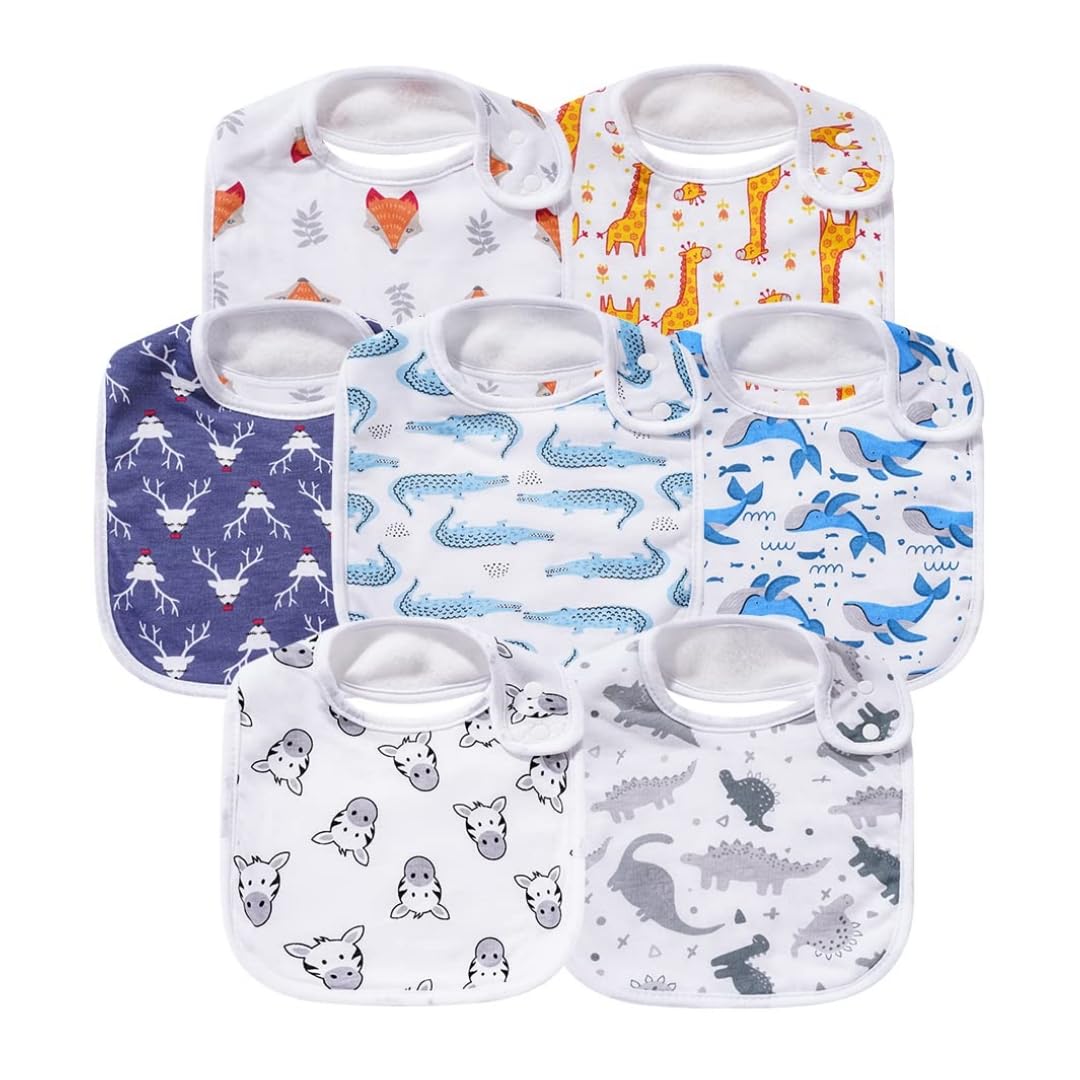 Gelisite baby bibs in soft cotton, multi-colored design, for comfortable drool absorption