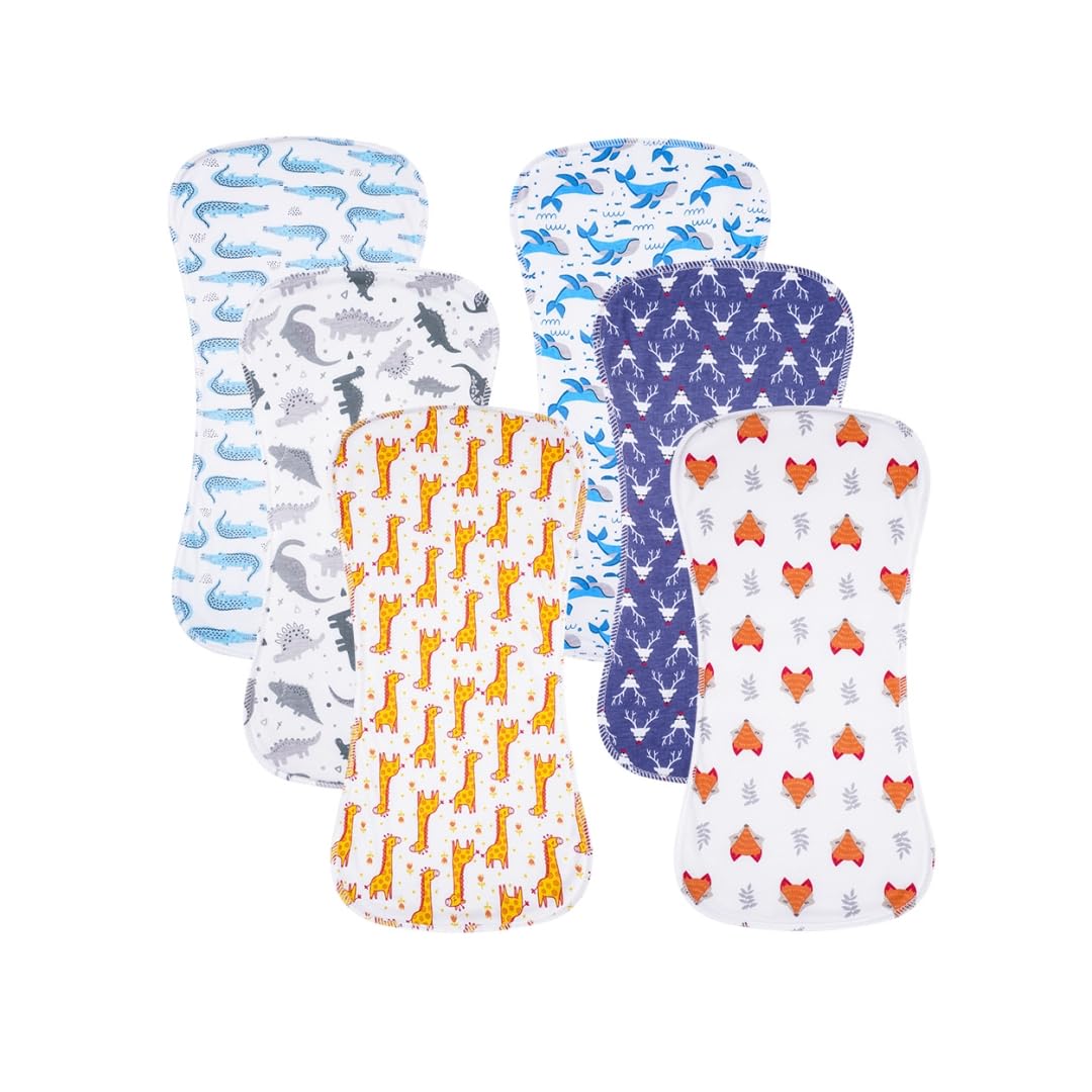 Gelisite burp cloth 6-pack set protects outfits during feeding with soft, absorbent cotton.