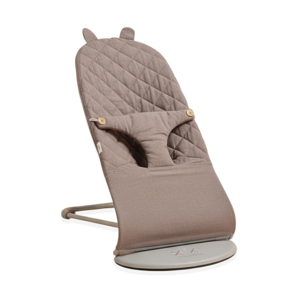 Gembebe bouncer cover cocoa linen neatly fits Baby Bjorn for cozy nursery styling.