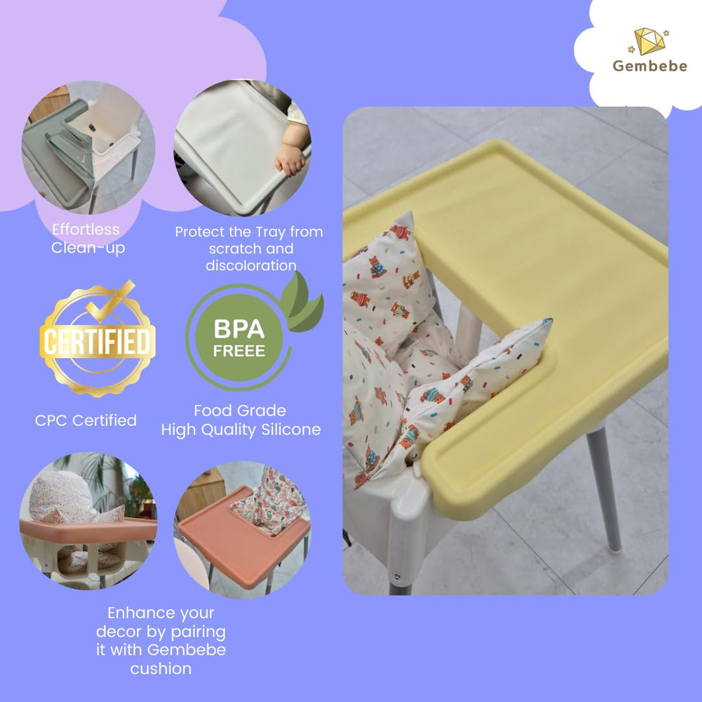 Gembebe full-cover placemat for IKEA Antilop — close-up shows secure, snug fit for stability.