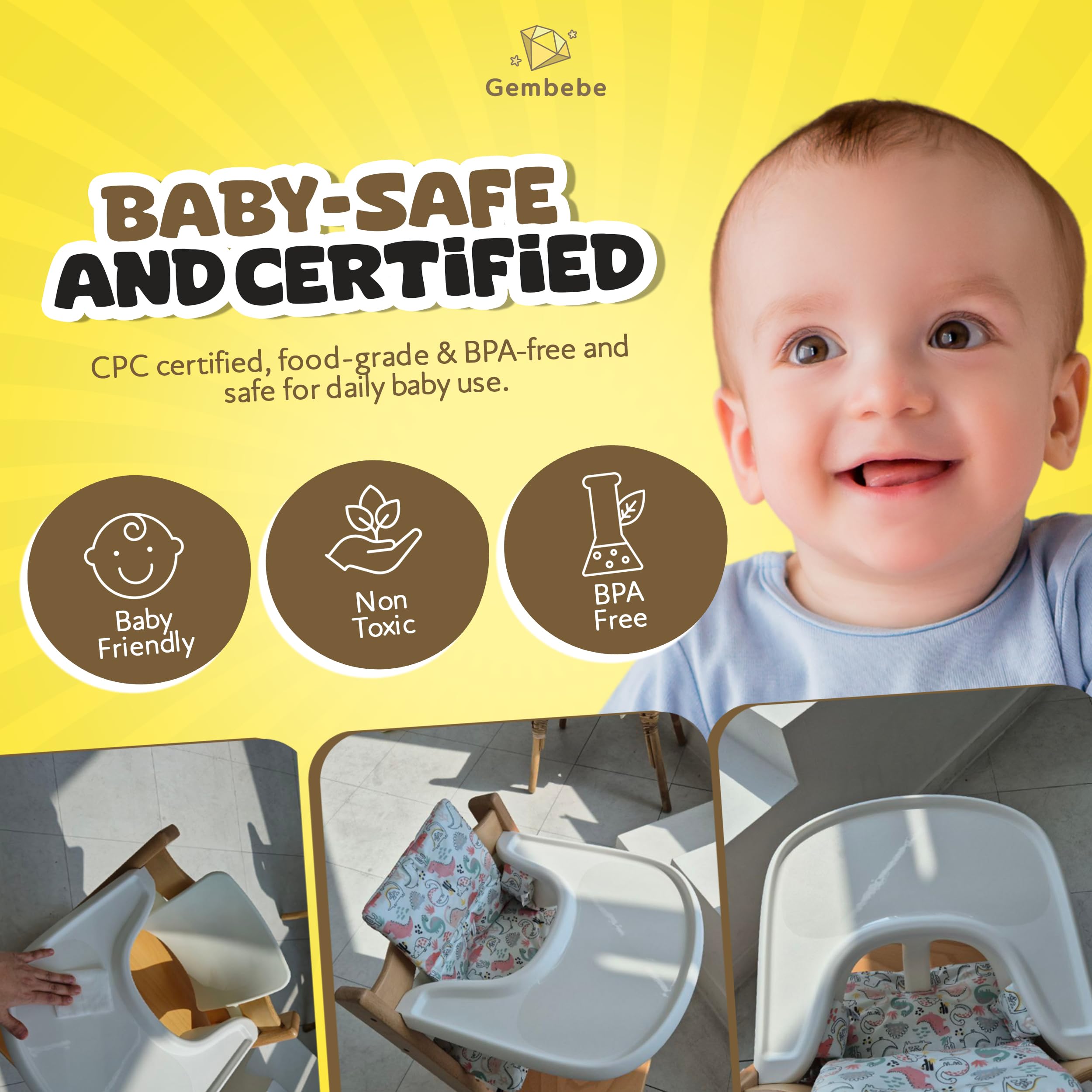 Gembebe Suction Solver Sticker on toys reduces roaming during playtime.