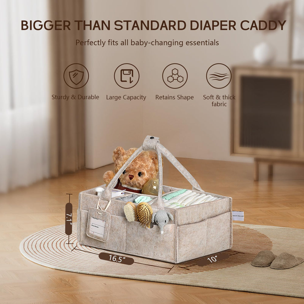 GEMII Diaper Caddy bottle compartment keeps bottles upright and accessible
