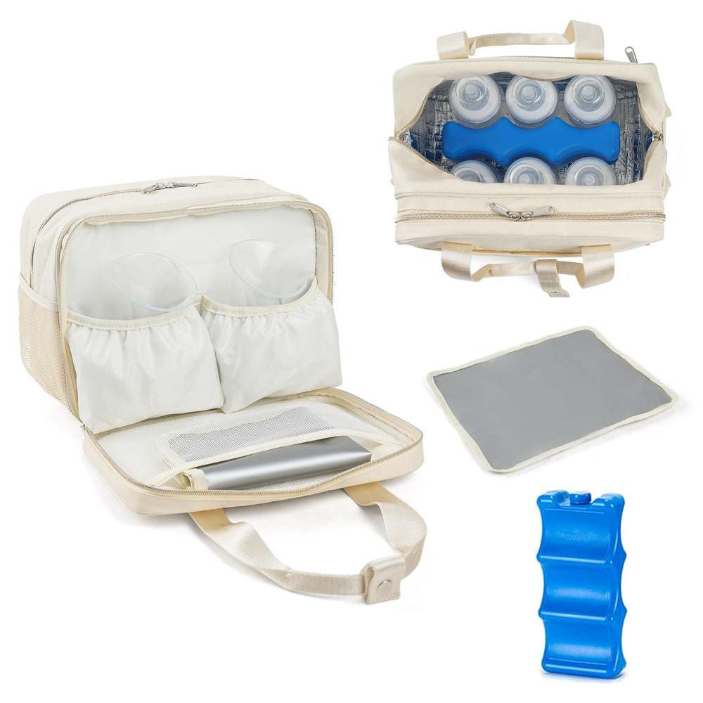 GEMIU breastmilk cooler bag front view shows large capacity for six 9-ounce bottles