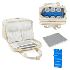 GEMIU breastmilk cooler bag front view shows large capacity for six 9-ounce bottles