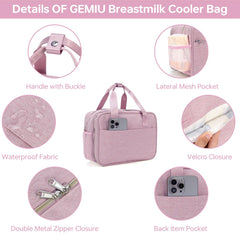 GEMIU side-pocket storage keeps accessories handy during travel.
