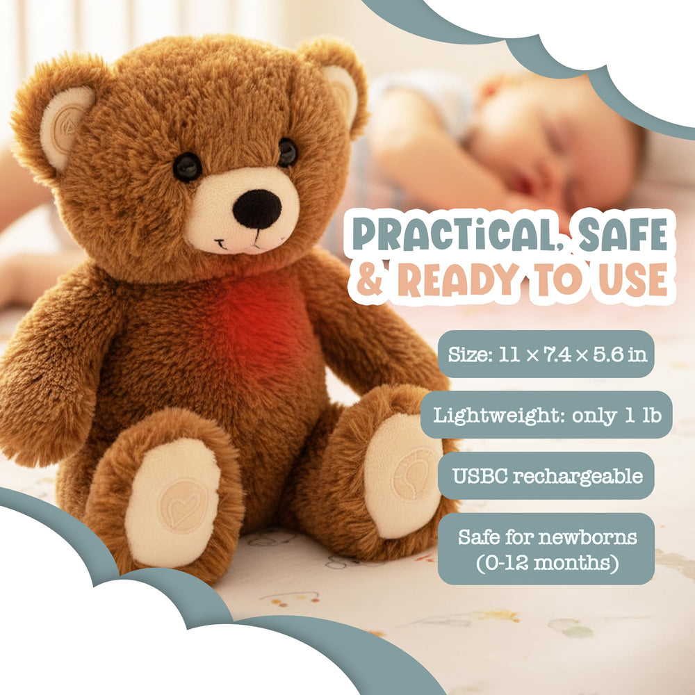 Gemma Joy baby sleep soother brown bear on-the-go shows portable design for soothing anywhere