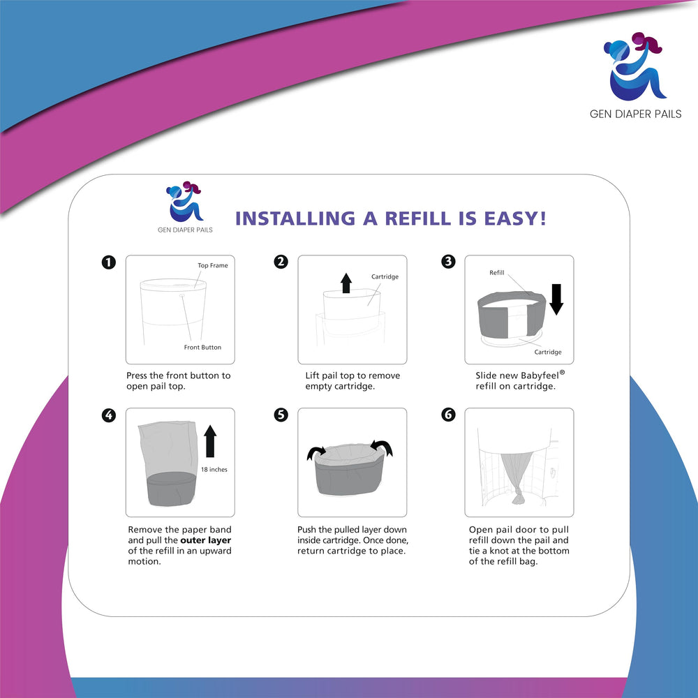 GEN DIAPER PAILS long-lasting capacity covering up to 4,455 newborn diapers