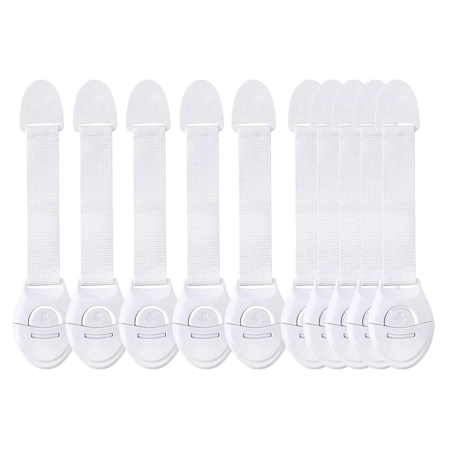 Generic 10-pack adhesive cabinet locks on cabinet door for child safety