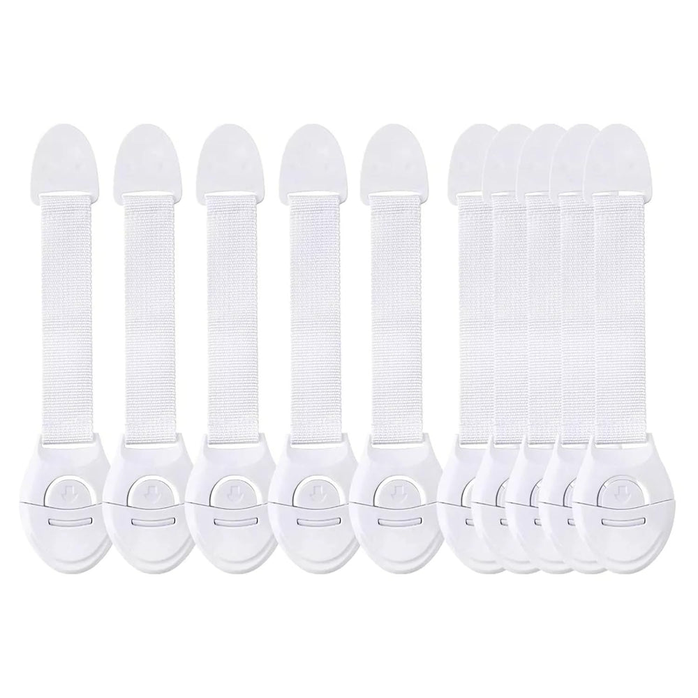 Generic 10-pack adhesive cabinet locks on cabinet door for child safety