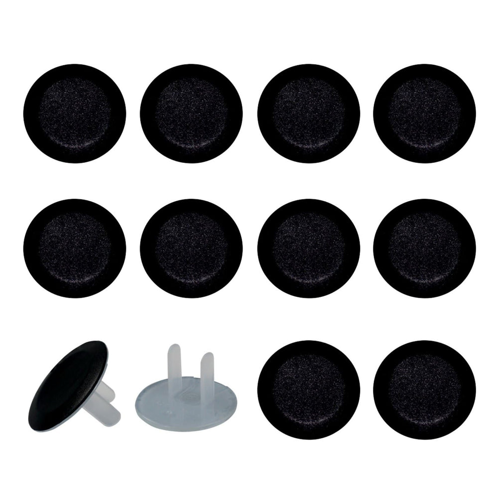Generic 12-pack outlet covers in use protect little fingers from outlets