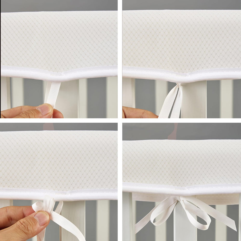 Generic 4PC Mesh Coverage Straps on crib edge illustrating breathable mesh