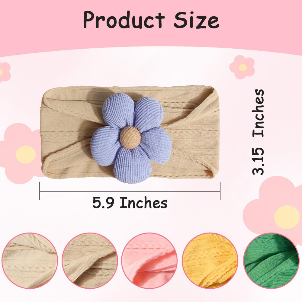 Generic 5-pcs baby flower headbands green versatile everyday accessory for infants