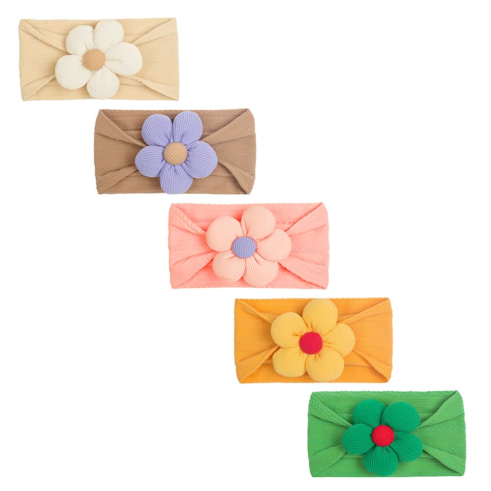 Generic 5-pcs baby flower headbands pink ideal for newborn photo props