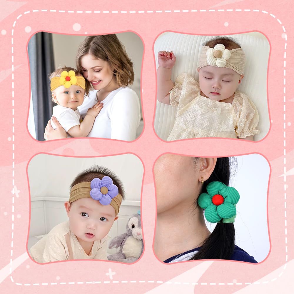 Generic 5-pcs baby flower headbands yellow bright color for cheerful photos and outfits
