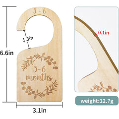 Generic Baby Closet Dividers brown on rod, clearly labeled 6–12 months section.