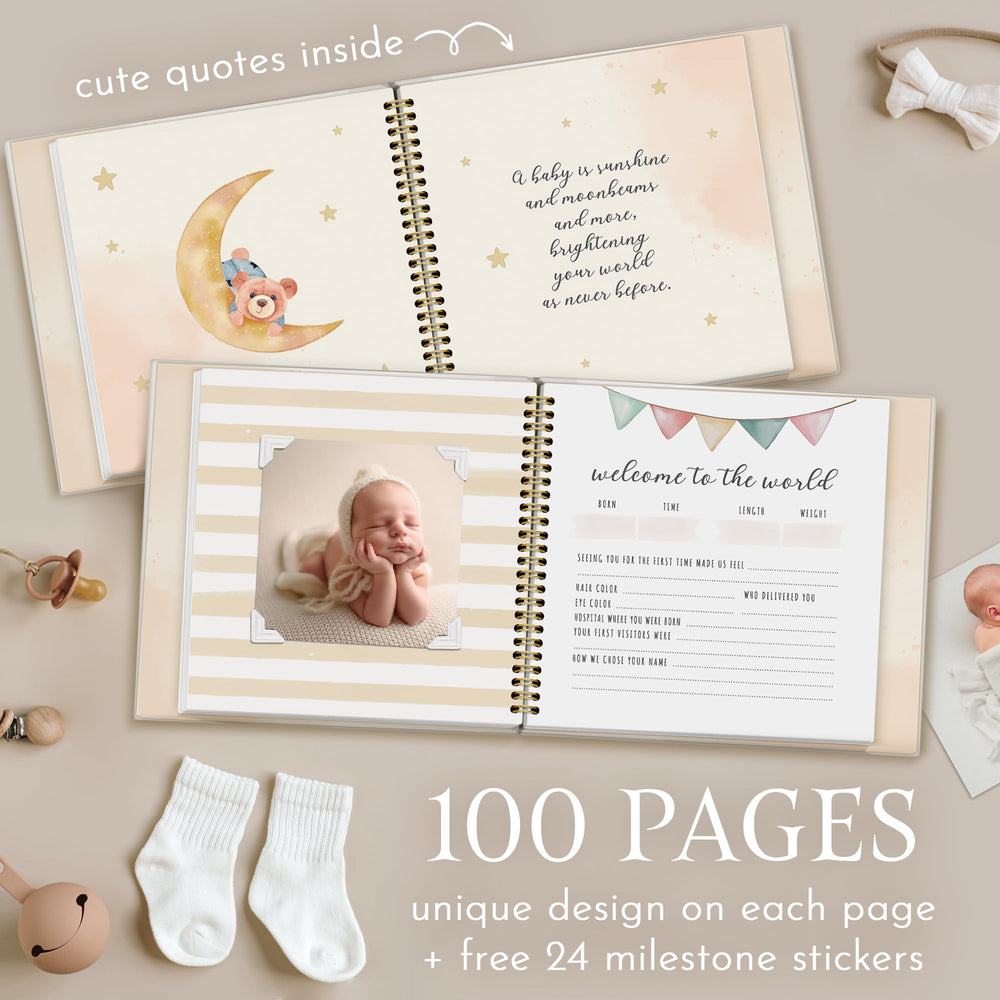Generic baby memory book family tree page helps trace modern family connections