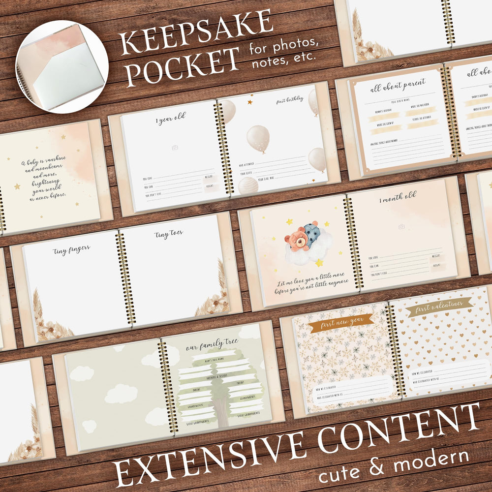 Generic pregnancy birth pages capture early moments in a cohesive story