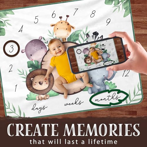 Generic Baby Milestone Blanket elephant design highlights milestones with charming photo-ready moments.