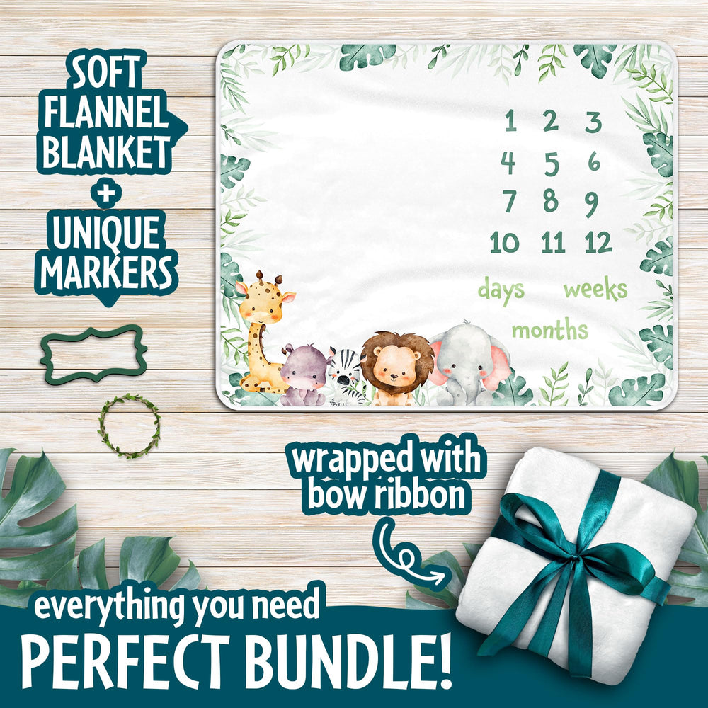 Generic baby milestone blanket hippo: vibrant jungle scene enhances baby photos