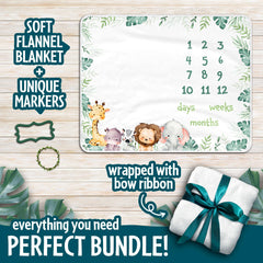 Generic baby milestone blanket hippo: vibrant jungle scene enhances baby photos