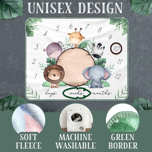 Generic Baby Milestone Blanket lion design provides a playful backdrop for monthly growth photos.