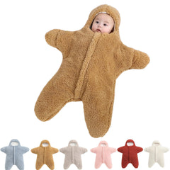 Generic Baby Starfish Onesie outer fabric closeup shows plush warmth for newborn comfort.