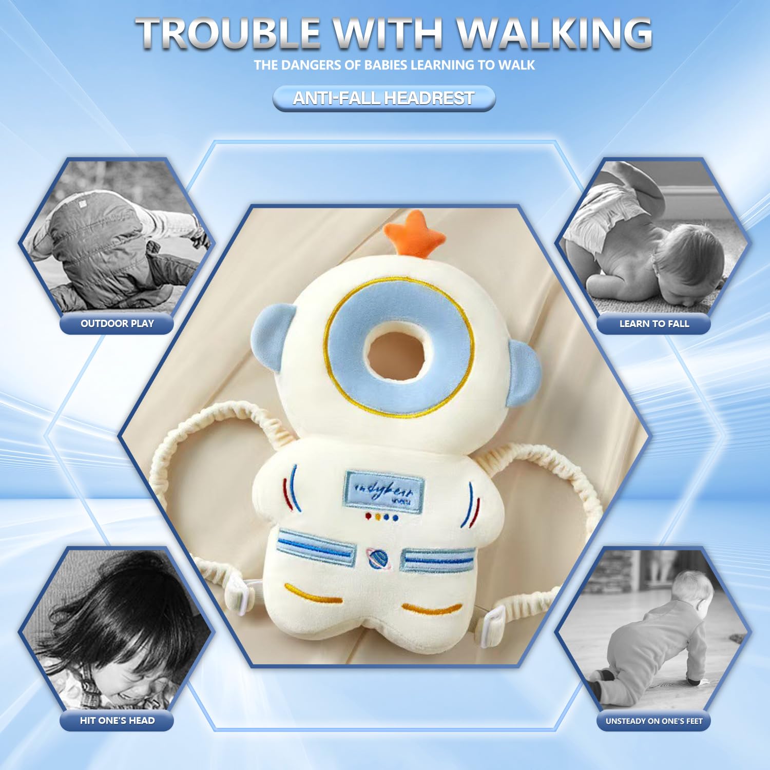 Generic Baby Walker Head Protector Backpack adjustable strap close-up showing flexible support.