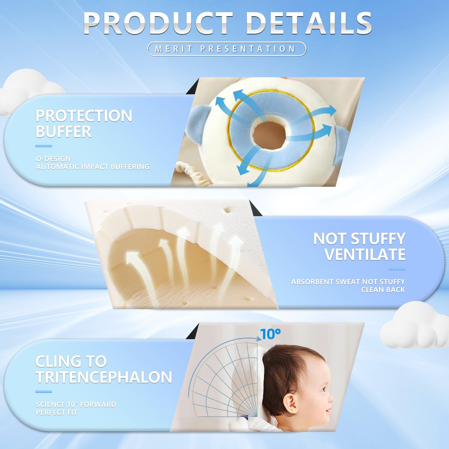 Generic Baby Walker Head Protector Backpack PP cotton material offers breathable comfort.