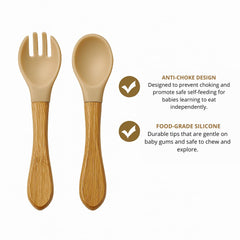 Generic bamboo baby plate beige-tone highlights a neutral color for nursery compatibility.