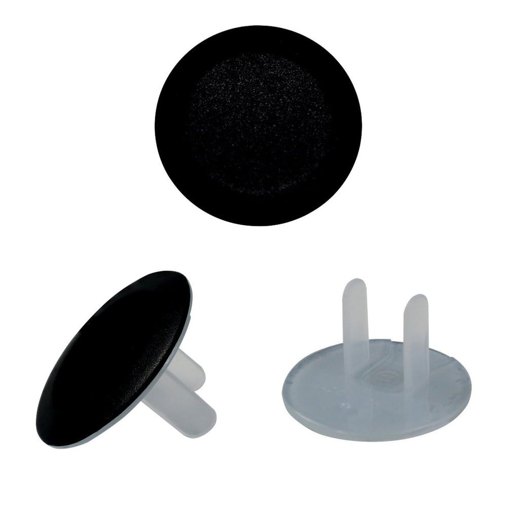Generic black outlet covers packaging and display ready for purchase