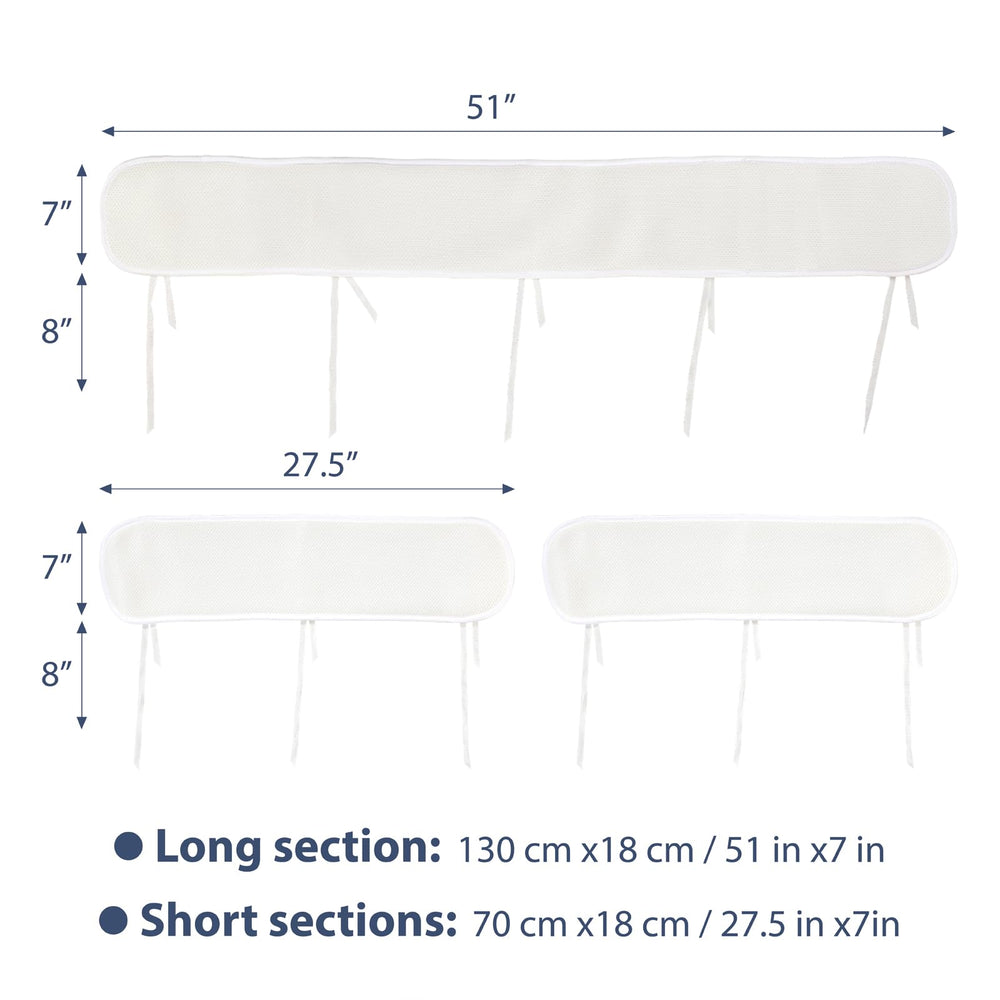 Generic breathable corner edge strips fullsize White011-LH closeup shows rice fabric texture for comfort.