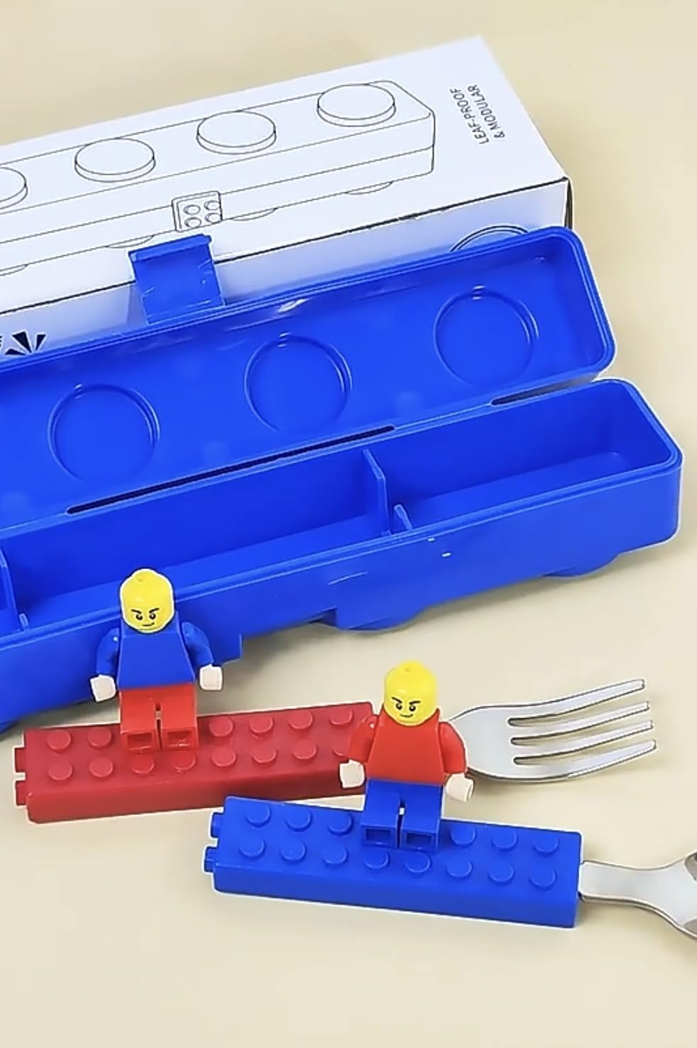 Generic building block cutlery set fork with block motifs for kids