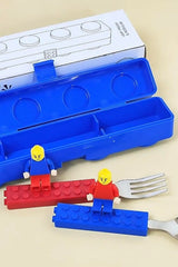 Generic building block cutlery set fork with block motifs for kids
