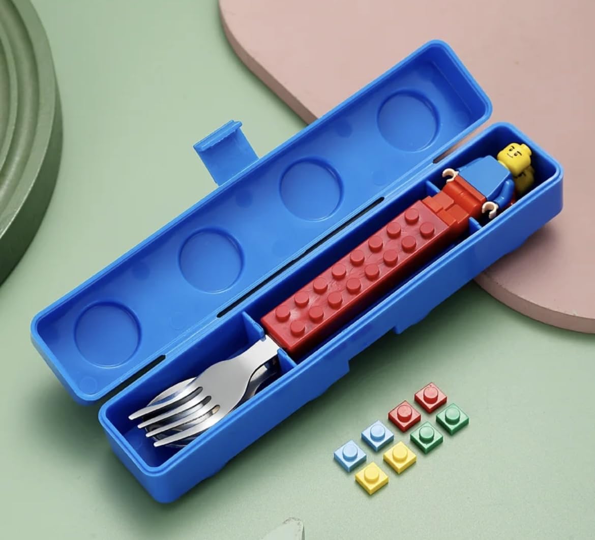 Generic building block cutlery set kids ergonomic handles for comfortable grip
