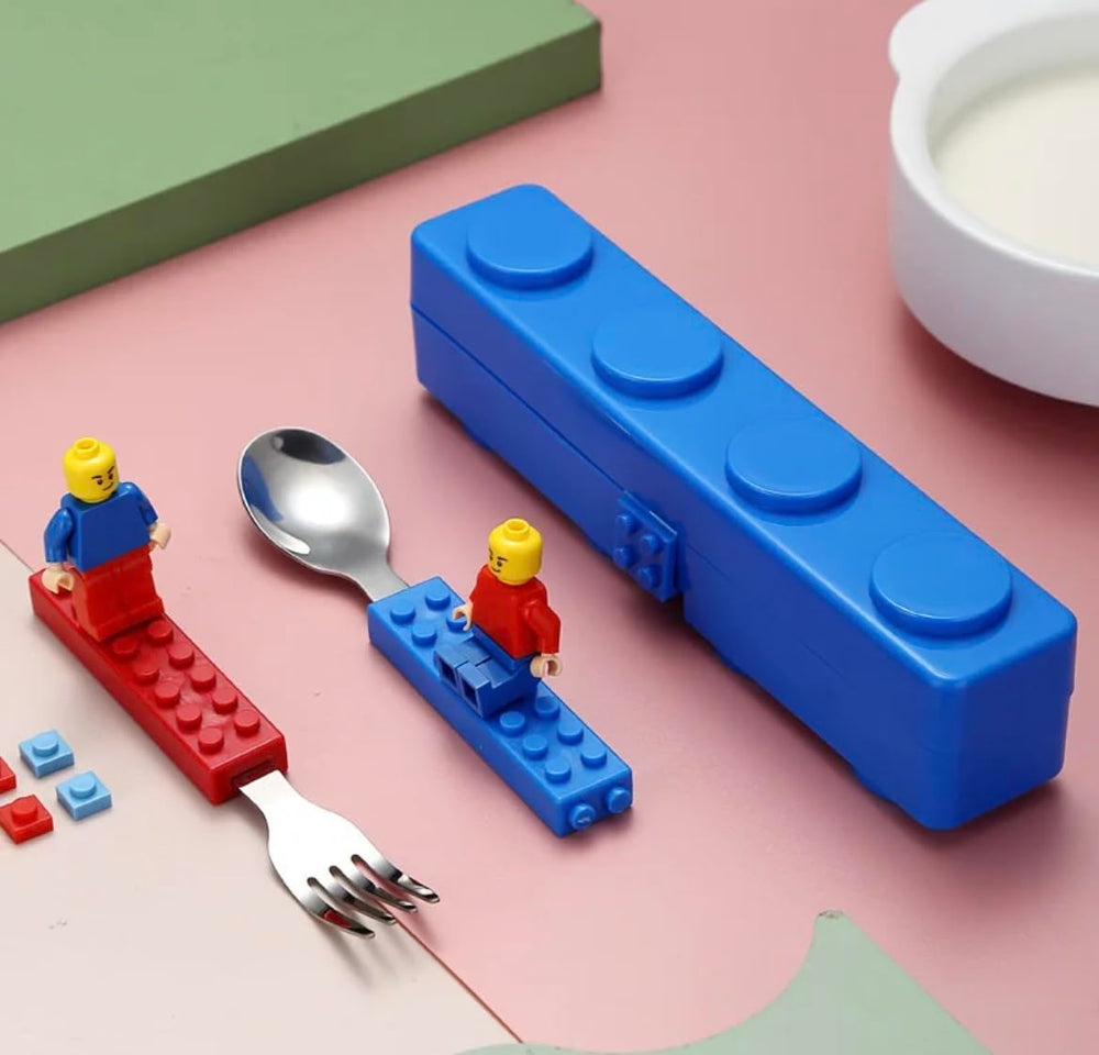 Generic building block cutlery set lunchbox-ready design for on-the-go meals