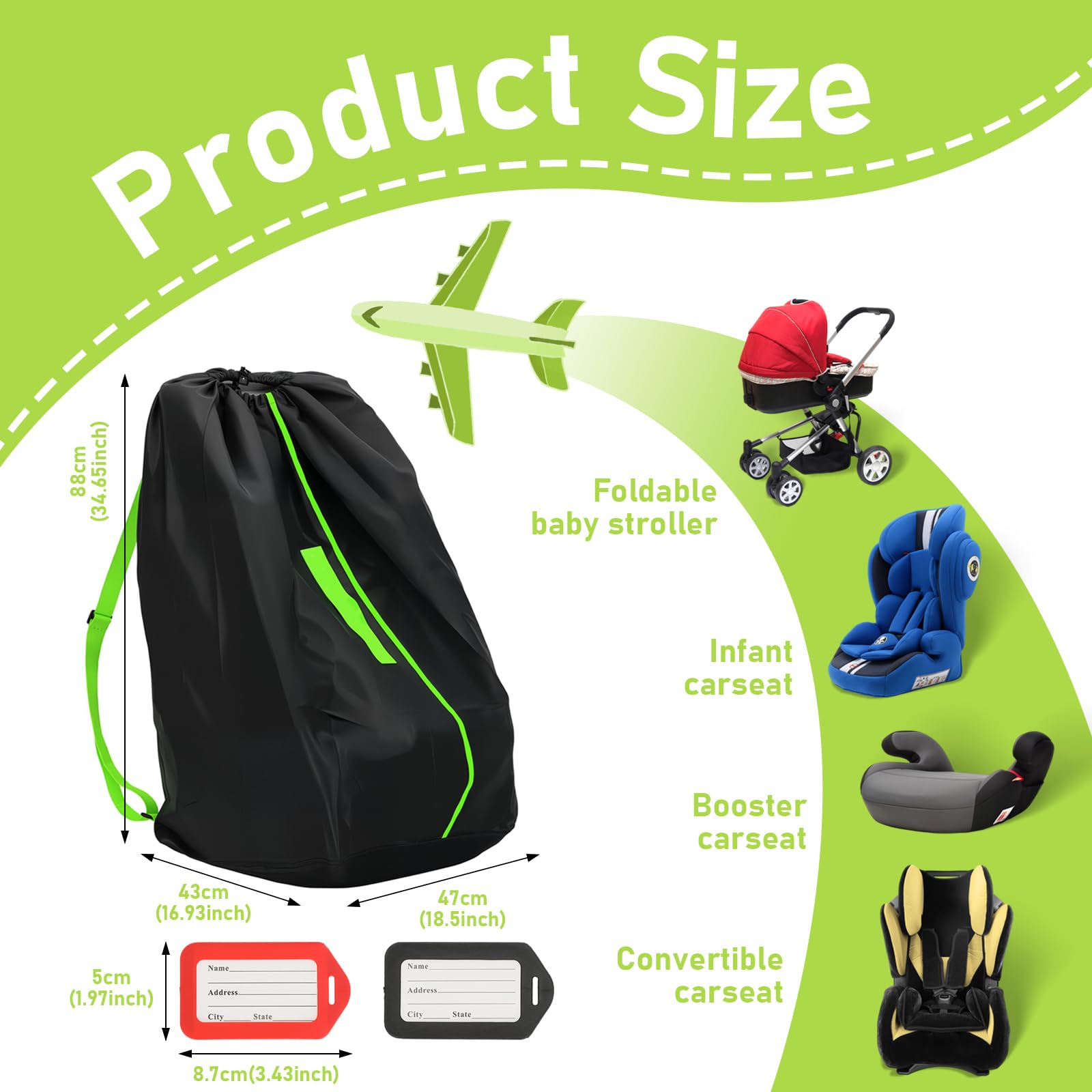Generic car seat bag folded compact demonstrates easy storage after use.