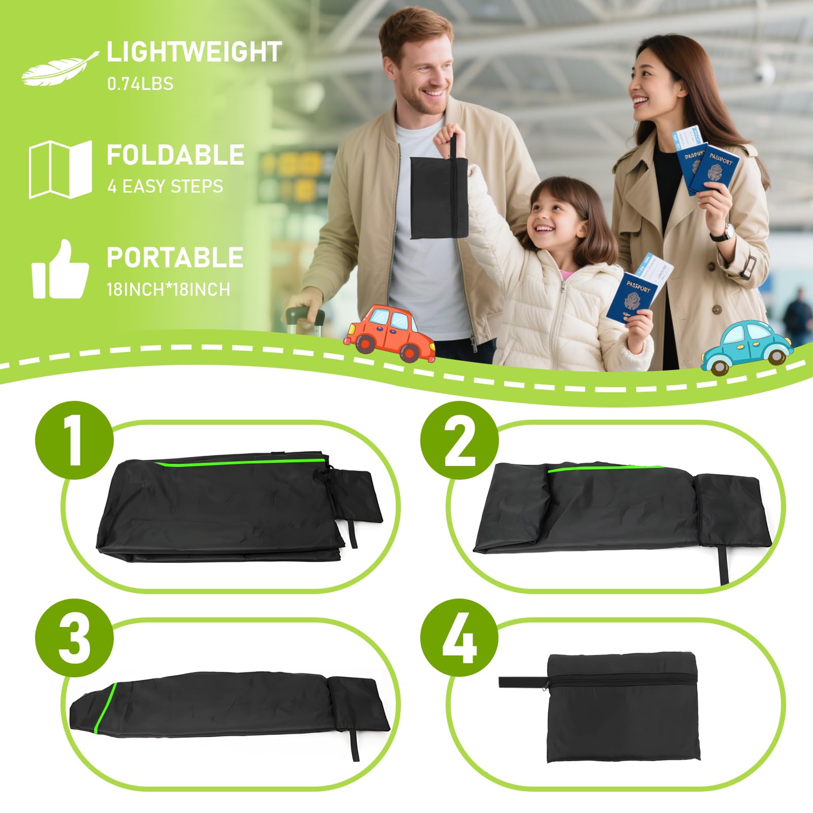 Generic car seat bag with attached zip pouch for quick stow-and-go.