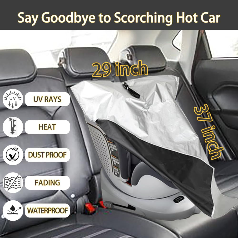 Generic car seat sun shade cover folded for storage emphasizes space-saving design