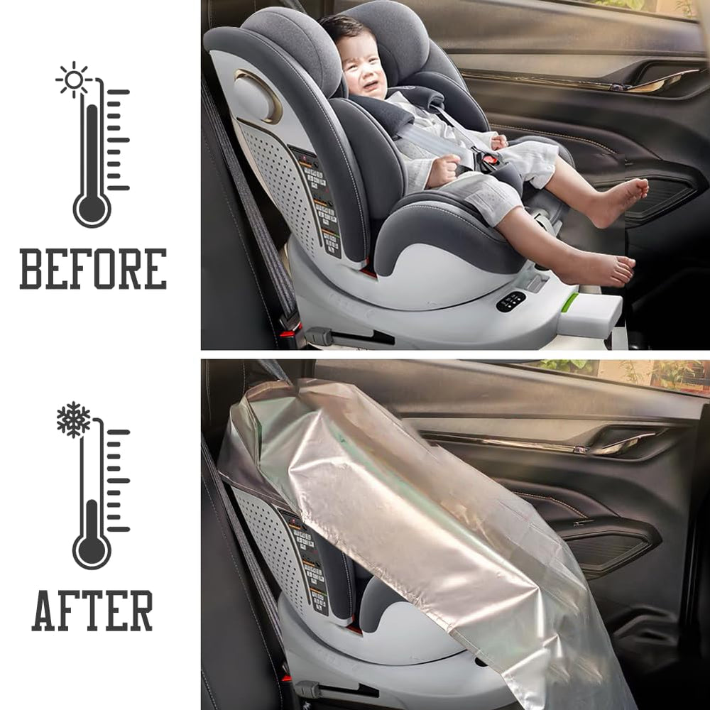 Generic car seat sun shade cover closeup shows breathable fabric and stitching