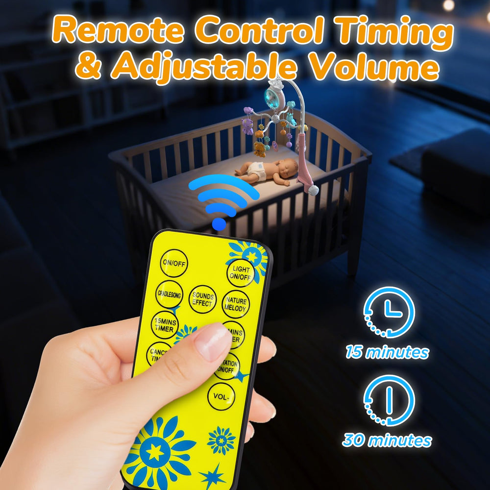 Generic crib mobile 360-degree rotation with smooth motion