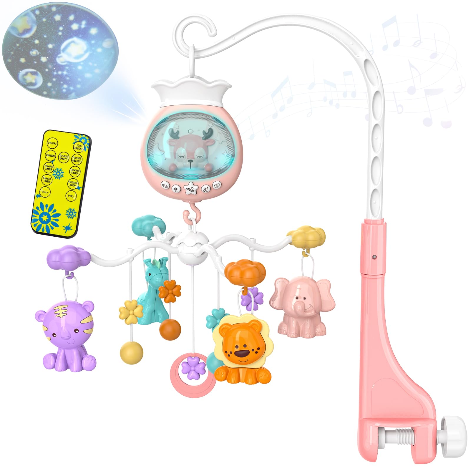 Generic crib mobile starry sky projection enhances nursery ambiance
