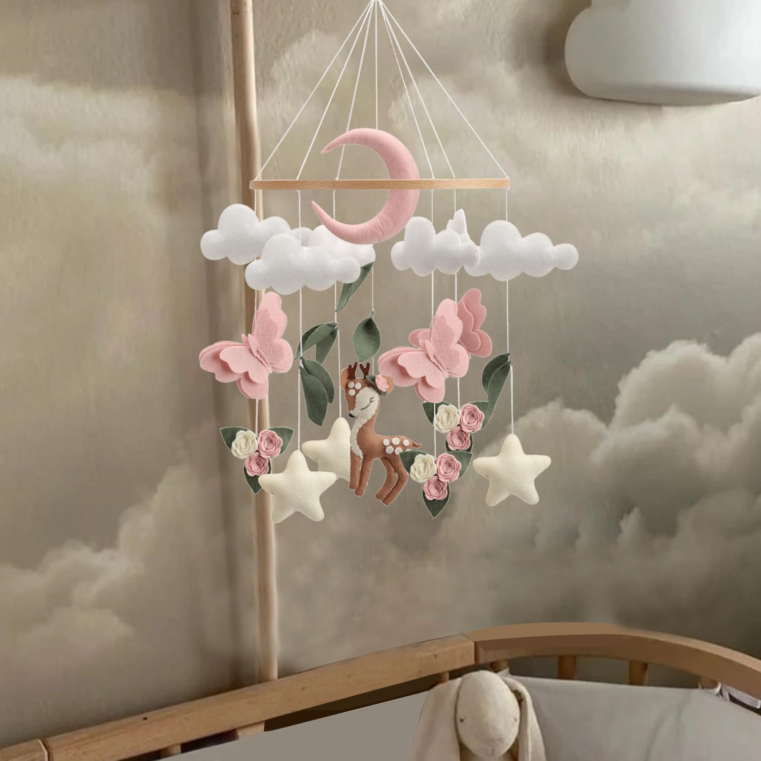 Generic Deer Baby Mobile makes a thoughtful gift for showers and new parents.